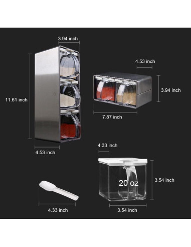 Contenedor de Especias Transparente Marwensed 3 Piezas