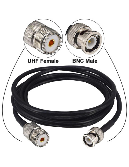 Cable coaxial BNC macho a UHF hembra 2 metros RG58