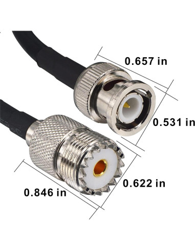 Cable coaxial BNC macho a UHF hembra 2 metros RG58