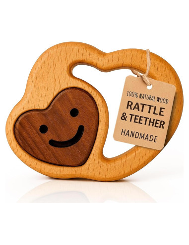 Juguete de Madera Natural Lovy para Dentición 0-6 Meses