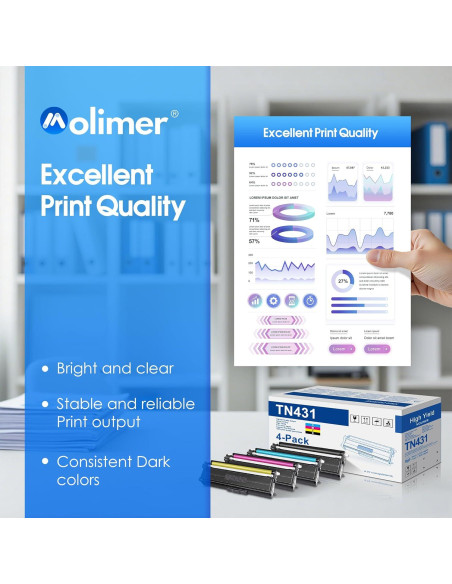 Cartuchos de Tóner Estward TN431 Paquete de 4 (Negro/Cian/Magenta/Amarillo)