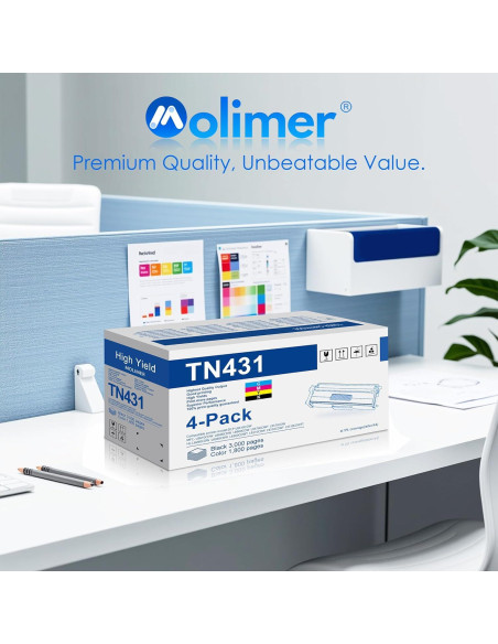 Cartuchos de Tóner Estward TN431 Paquete de 4 (Negro/Cian/Magenta/Amarillo)