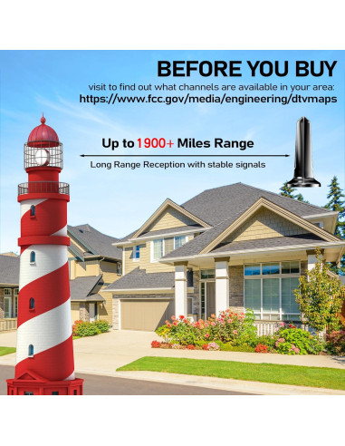 Antena Digital Yirkais BJ001 para TV Inteligente 4K 1080p