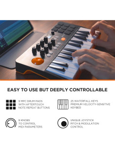 Controlador MIDI Bluetooth EMK-25 con 25 Teclas y Pads 2