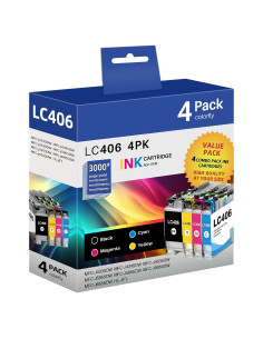 Cartuchos de tinta LC406 compatibles Brother - Paquete de 4
