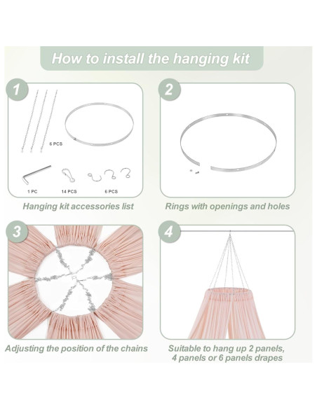 Kit de Hardware Metálico para Cortinas de Techo 60cm Fanqisi