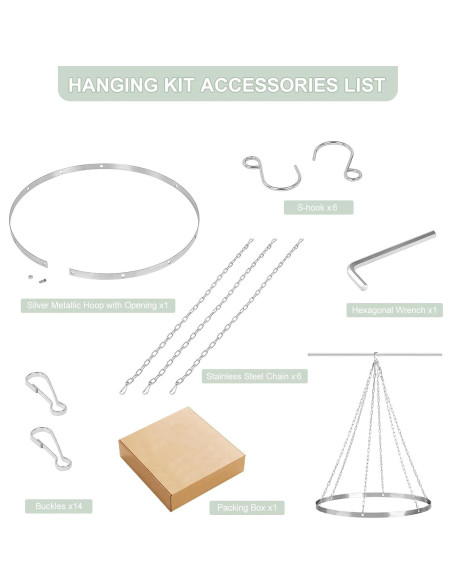 Kit de Hardware Metálico para Cortinas de Techo 60cm Fanqisi