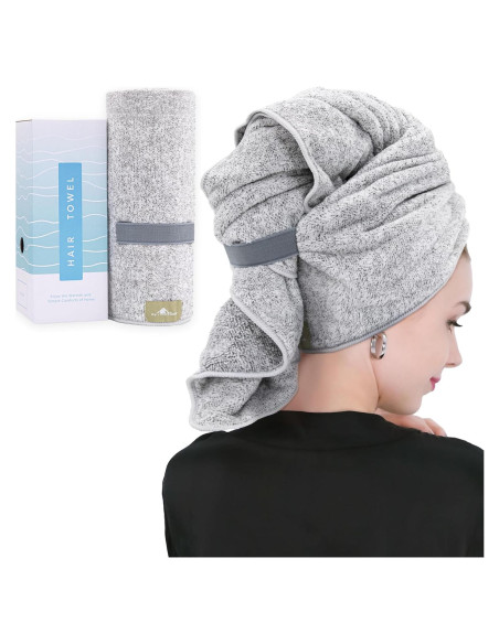 Toalla Envolvente para Cabello myHomeBody Gris 101.6x63.5 cm