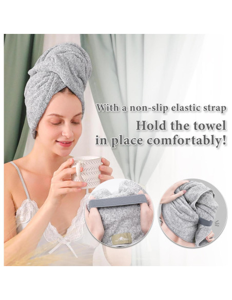 Toalla Envolvente para Cabello myHomeBody Gris 101.6x63.5 cm