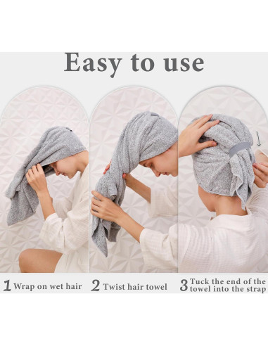 Toalla Envolvente para Cabello myHomeBody Gris 101.6x63.5 cm