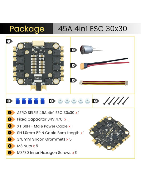 Controlador ESC 4en1 AERO SELFIE 45A 12.5g para Drones