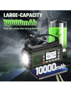 Radio de Emergencia PRUNUS J-924 10000mAh Solar y Manivela 2