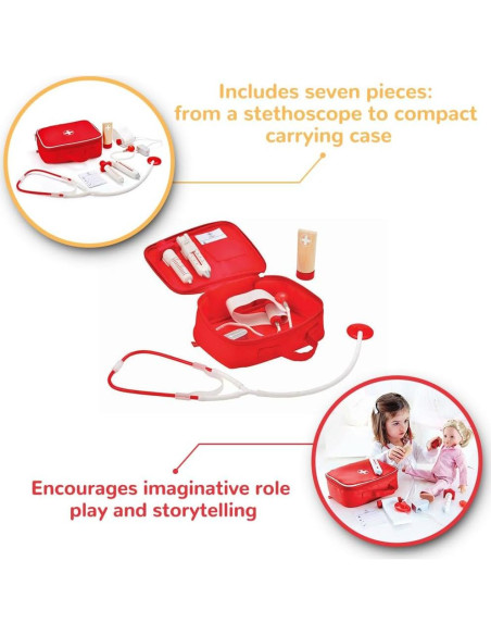 Hape Kit de Doctor de Madera con Estuche de Transporte 7 Piezas