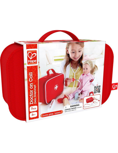 Hape Kit de Doctor de Madera con Estuche de Transporte 7 Piezas