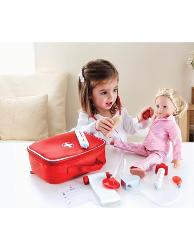 Hape Kit de Doctor de Madera con Estuche de Transporte 7 Piezas