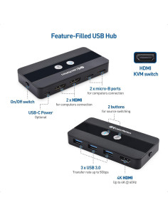 Interruptor KVM USB 3.0 HDMI 4K 60Hz Cable Matters 2