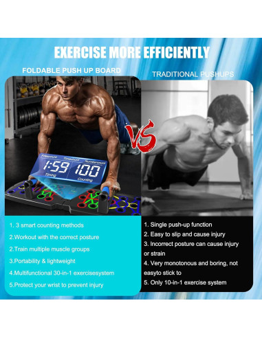 Tabla de Flexiones Plegable AMJBCX 30 en 1 con Bandas