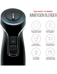 Batidora de Inmersión Chefman 300W 12 Velocidades Negra 2