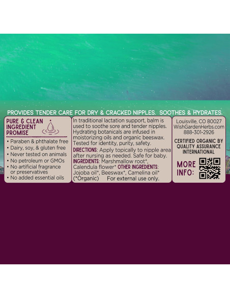 Bálsamo para Pezones Orgánico WishGarden 56.7g - Calma y Hidrata