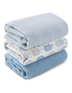 Mantas de Muselina GLLQUEN BABY, Paquete de 3, 96.5x101.6 cm