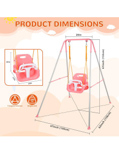Columpio 3 en 1 Bighaki808 para Bebés y Niños Rosa 2
