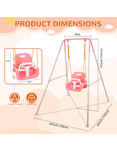 Columpio 3 en 1 Bighaki808 para Bebés y Niños Rosa Columpio 3 en 1 Bighaki808 para Bebés y Niños Rosa