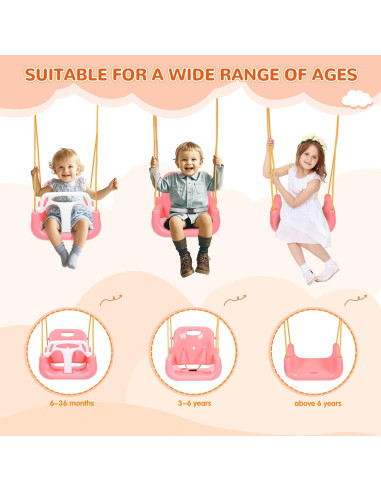 Columpio 3 en 1 Bighaki808 para Bebés y Niños Rosa