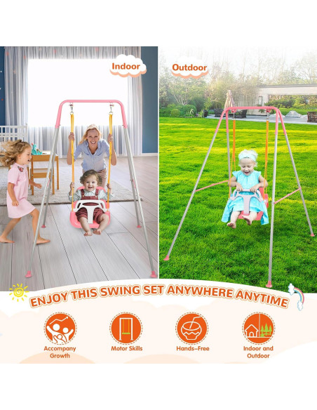 Columpio 3 en 1 Bighaki808 para Bebés y Niños Rosa Columpio 3 en 1 Bighaki808 para Bebés y Niños Rosa