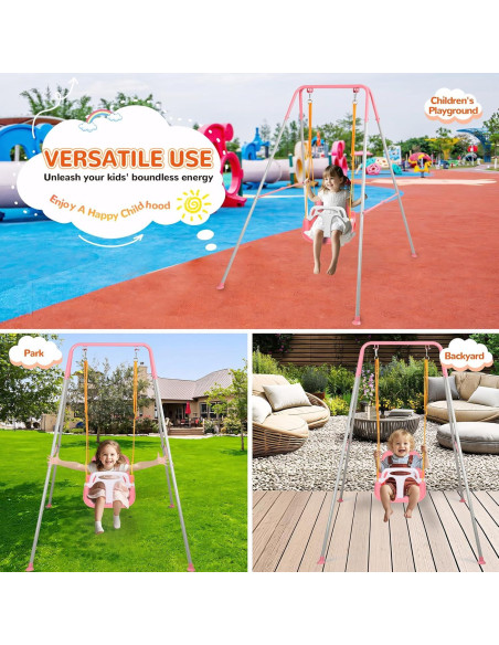 Columpio 3 en 1 Bighaki808 para Bebés y Niños Rosa Columpio 3 en 1 Bighaki808 para Bebés y Niños Rosa