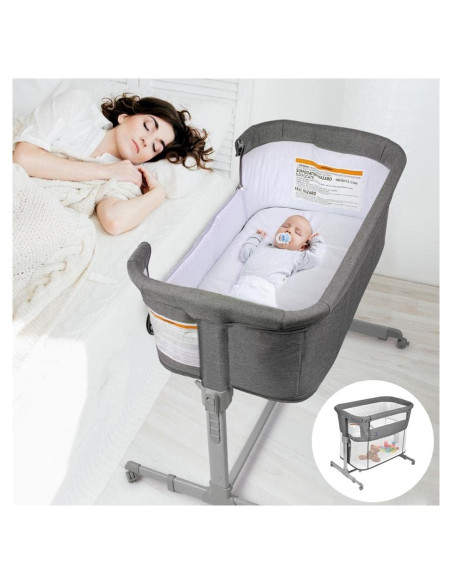 Cuna 3 en 1 KoolaBaby Gris Plegable Lateral y Parque Infantil