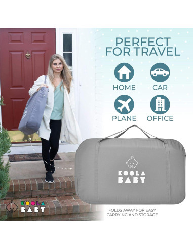 Cuna 3 en 1 KoolaBaby Gris Plegable Lateral y Parque Infantil