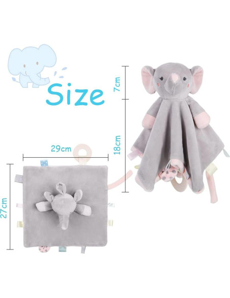 Manta de Seguridad para Bebé Vicloon Elefante Algodón Gris-Rosa