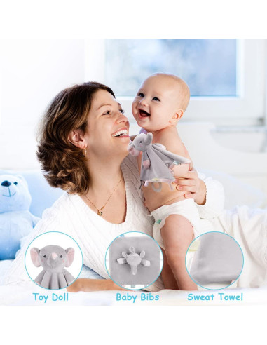 Manta de Seguridad para Bebé Vicloon Elefante Algodón Gris-Rosa