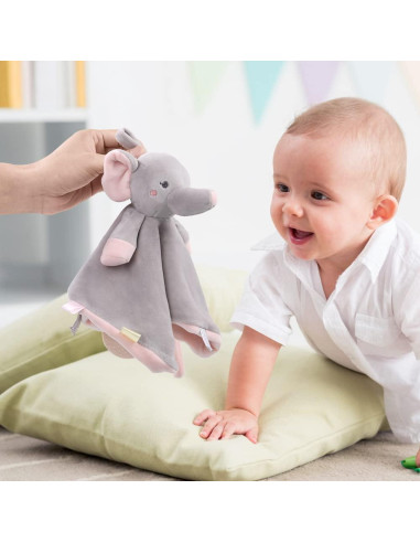 Manta de Seguridad para Bebé Vicloon Elefante Algodón Gris-Rosa