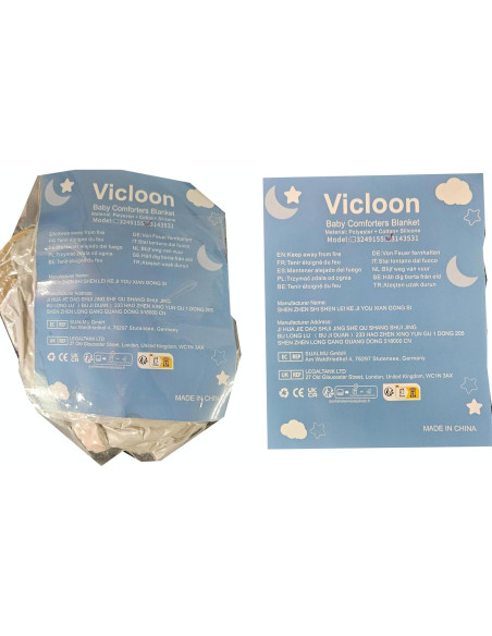 Manta de Seguridad para Bebé Vicloon Elefante Algodón Gris-Rosa