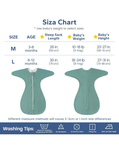 Saco de Sueño ZIGJOY 1.0 Tog Bambú Verde Menta 6-12 Meses