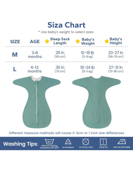 Saco de Sueño ZIGJOY 1.0 Tog Bambú Verde Menta 6-12 Meses