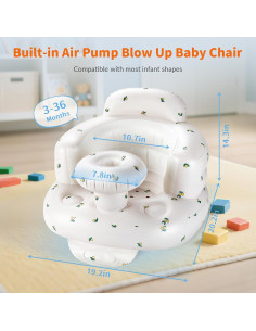 Asiento Inflable para Bebé Oliva con Bandeja y Bomba - 3 a 36 Meses 2