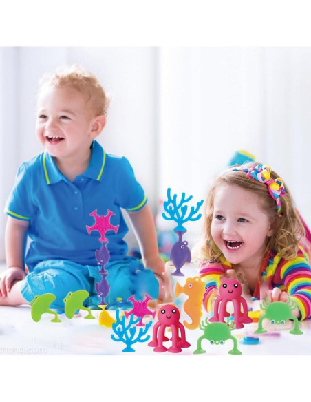 Juguetes de baño de succión UMBWORLD034, 9 PCS animales marinos