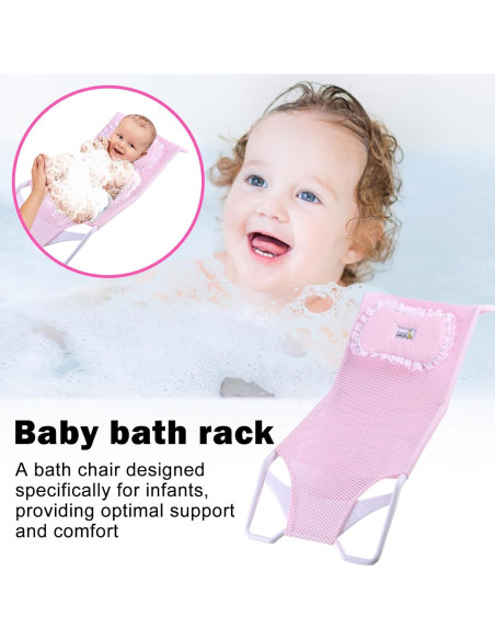 Soporte de Baño para Bebé Acolchado JHIRAOQ Rosa 0-6 Meses