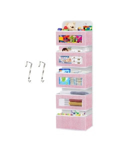Organizador Colgante sobre la Puerta Homyfort Rosa 5 Bolsillos