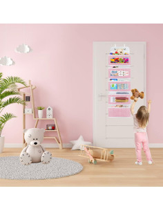 Organizador Colgante sobre la Puerta Homyfort Rosa 5 Bolsillos 2