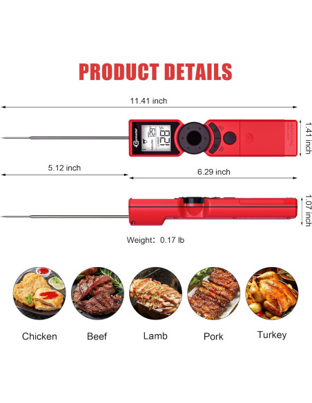 Termómetro Digital de Carne Thermochef Mini6, Precisión 1% C