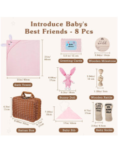 Set de Regalo para Bebés Zooawa con Conejito Rosa y Accesorios 2