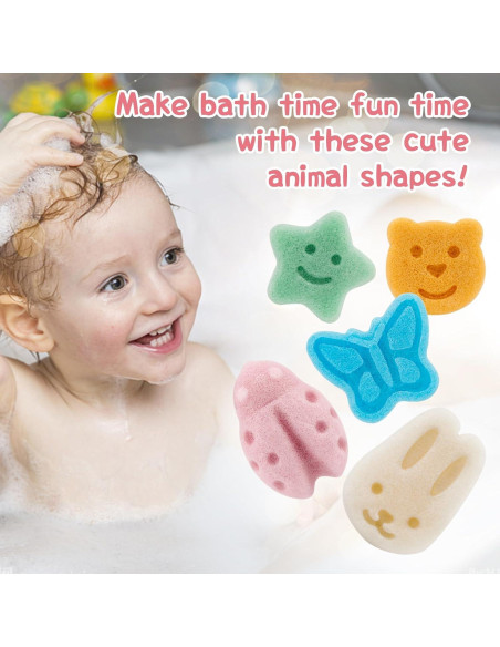 Juego de Esponjas Konjac para Bebés - 5 Piezas Suaves y Naturales Juego de Esponjas Konjac para Bebés - 5 Piezas Suaves y Naturales