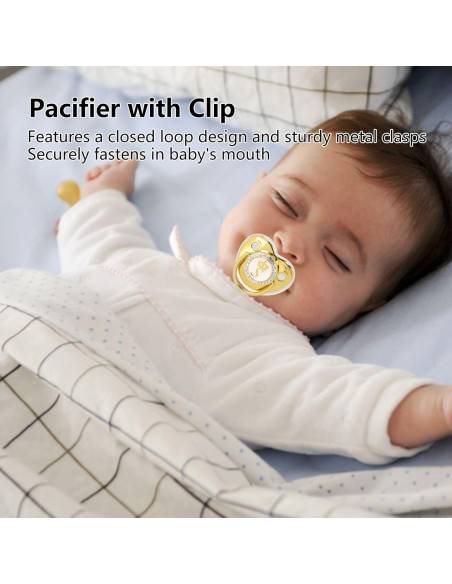 Chupete Personalizado Dorado para Bebé con Clip y Cubierta