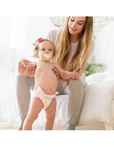 Chupete Personalizado Dorado para Bebé con Clip y Cubierta