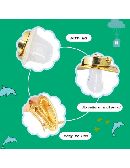 Chupete Personalizado Dorado para Bebé con Clip y Cubierta