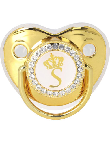 Chupete Personalizado Dorado para Bebé con Clip y Cubierta