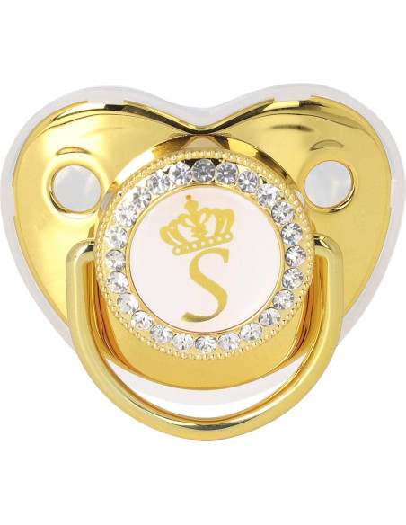 Chupete Personalizado Dorado para Bebé con Clip y Cubierta